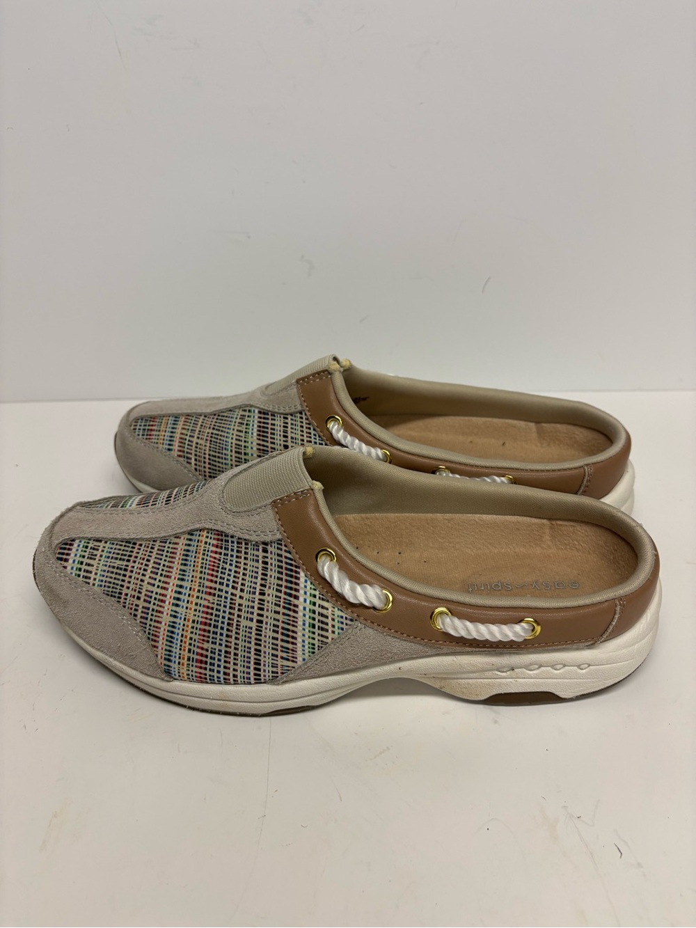 Easy Spirit Travelport Slip-On Women’s Casual Clog in Beige Multicolor size 8M